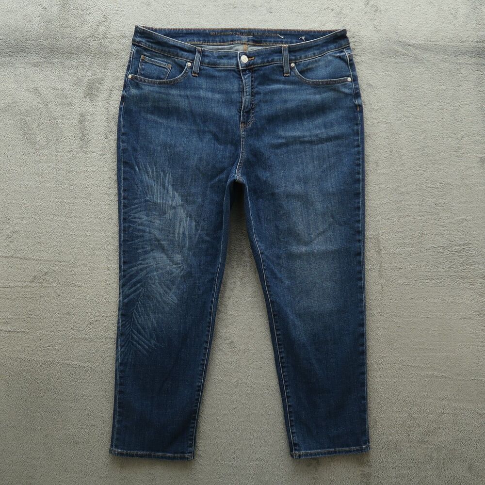 Chico's Jeans Women's 3 US-16 Blue High-Rise Girlfriend Slim Leg Crop 25" Inseam
